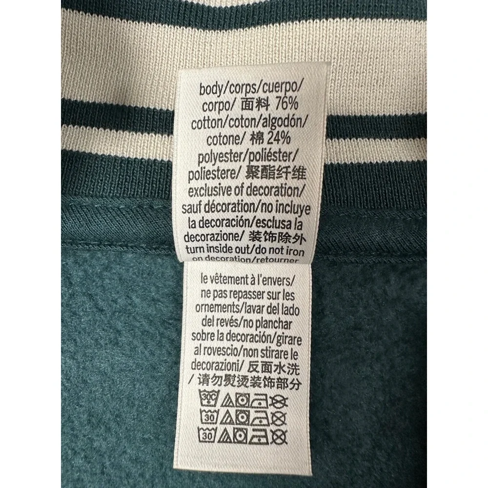 Victorias Secret PINK Quarter Zip Sweatshirt Forest Green Cropped Pullover L - Picture 3 of 4